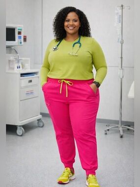 Figs Shocking Pink Zamora Tall Jogger Scrub Pant 4XL
